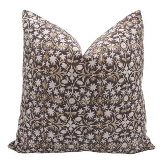 FabDivine Handmade Block Printed Cushion Case 26x26 Inch Thick Linen-Mahalaxmi For Sale