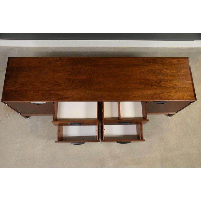 Refinished Jens Risom 78” Walnut Credenza For Sale In Boston - Image 6 of 12