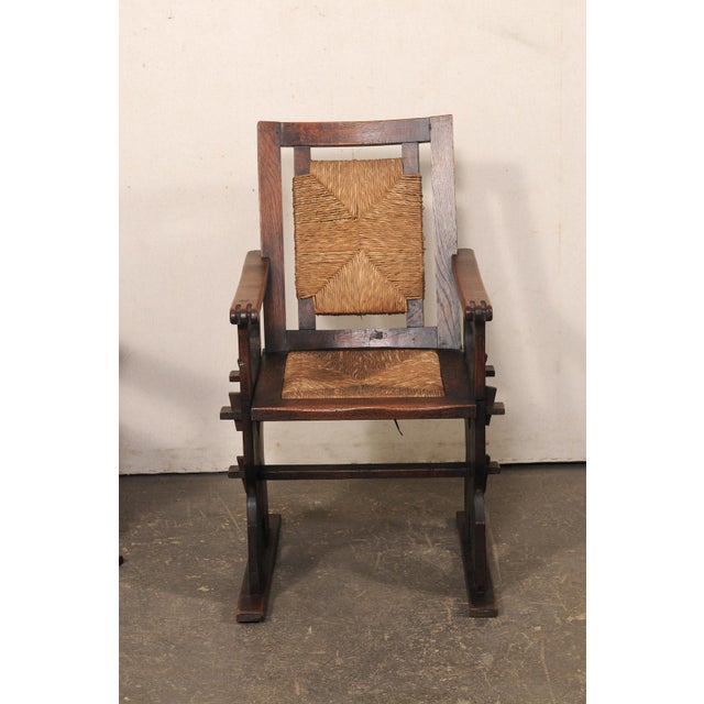 Mid 20th Century Spanish Wood & Hand-Rush Arm Chairs For Sale - Image 4 of 10