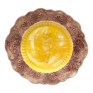Antique Majolica Jolly Pub Drinker Plate