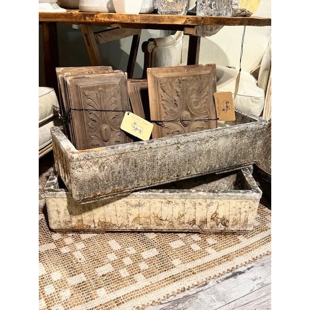 French Vintage Concrete Rectangle Planter For Sale In Chicago - Image 6 of 6
