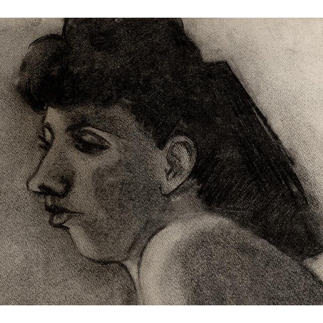 This beautiful and poetic vintage academic charcoal drawing from France showcases incredible talent. The poignant,...