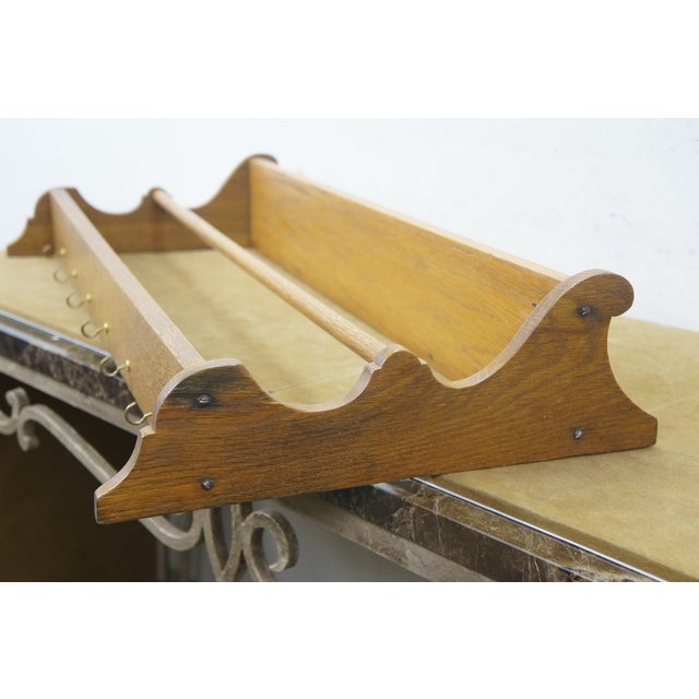 Brown Oak Serpentine 2 Tier Farmhouse Wall Hanging Plate Rack Tea Cup Display Shelf 35" For Sale - Image 8 of 18