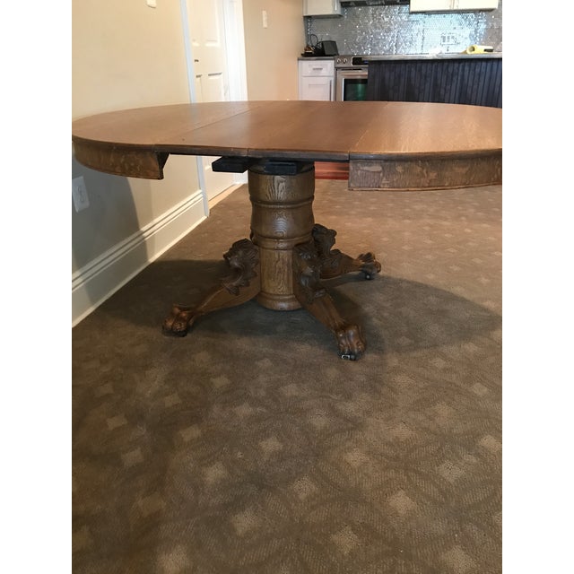 Antique Claw Foot Lions Head Tiger Oak Pedestal Table Chairish