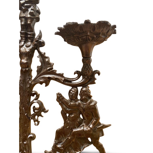 Gothic Revival Patinated Wrought Iron Candelabra, 19th Century For Sale - Image 11 of 17