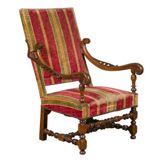 French Louis XIV Style 19th Century Reclining Armchair with Turned Base For Sale