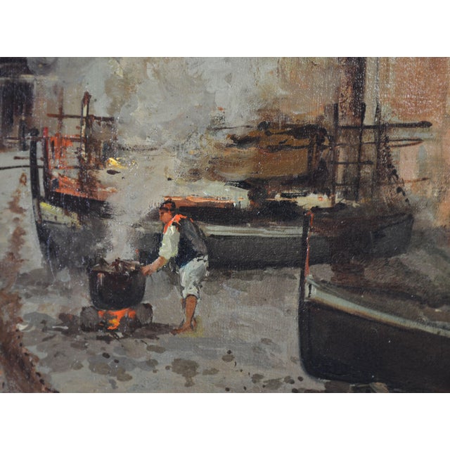 Vincenzo Canino, Seascape and Coastal Village, Naples, 1925, Oil on Canvas For Sale - Image 7 of 16