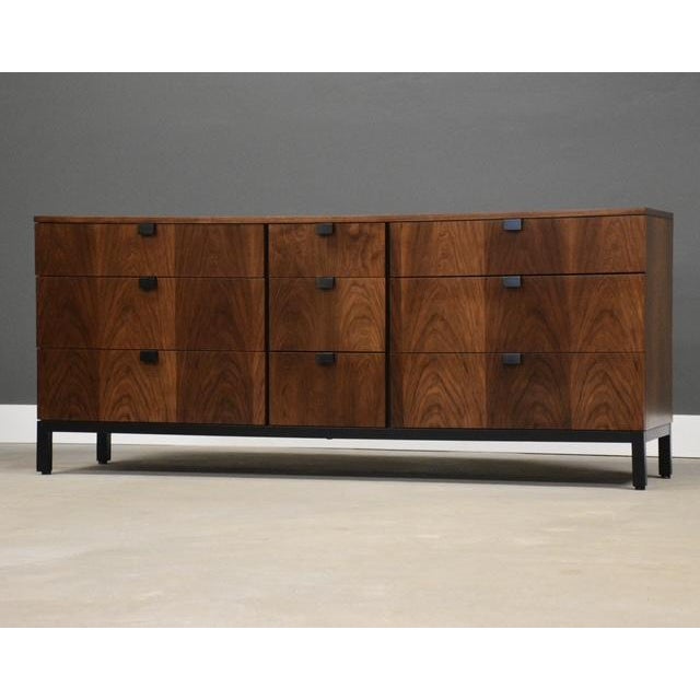 Directional 1960s Refinished 72” Milo Baughman for Directional Walnut Dresser For Sale - Image 4 of 8