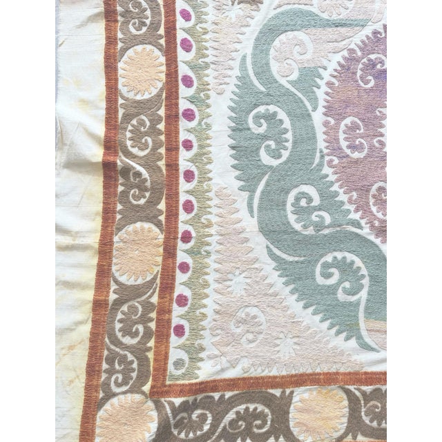 1960s Suzani Tribal Textile - Decorative Vintage Embroidery, 4'2'' X 4'11'' For Sale - Image 5 of 9