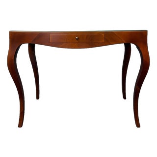 Vintage Italian Burl Wood Writing Desk With Parquetry Top & Cabriole Legs For Sale