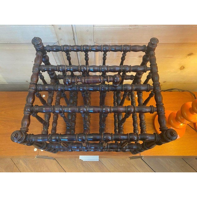 Turned Wood Newspaper Rack For Sale - Image 3 of 10