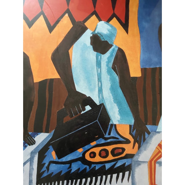 Jacob Lawrence Framed Exhibition Poster "Ironers" – Custom Pop-Art Orange Gallery Frame For Sale - Image 4 of 7