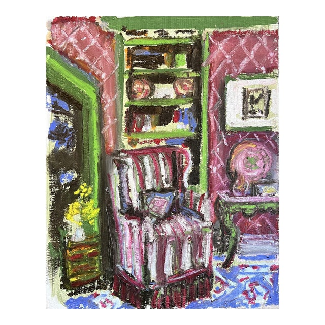 "Chair in Sateen" an Original Sketch/Drawing of an Interior by Shann Spishak For Sale