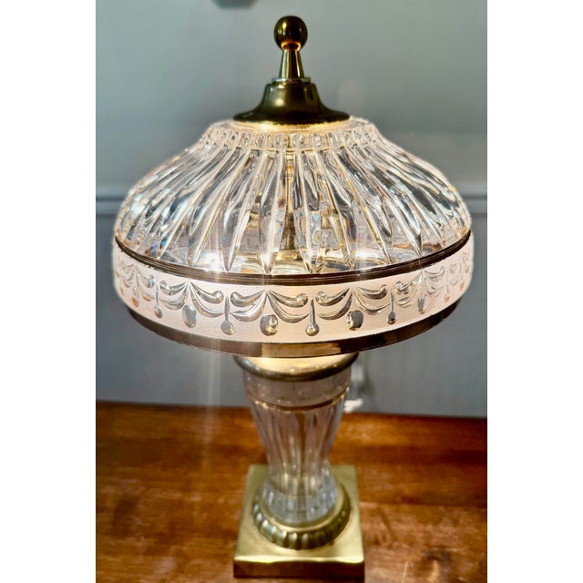 Mid 20th Century Hollywood Regency Cut Crystal Boudoir Lamp For Sale - Image 10 of 12