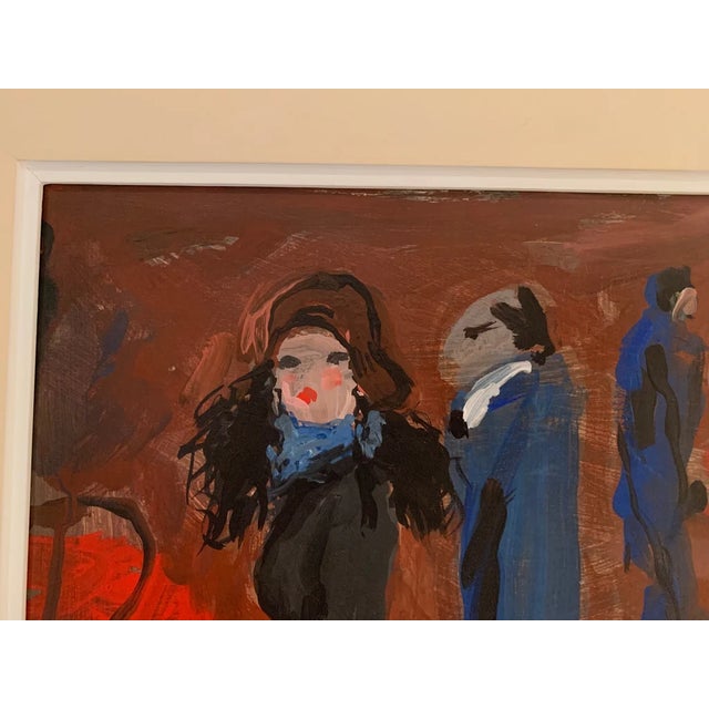 Bruno Paoli "The Courtship" Original Italian Modern Figurative Genre Scene, 20th Century Florence Italy Fine Art Painting, Oil on Canvas, 27x23" For Sale - Image 4 of 7
