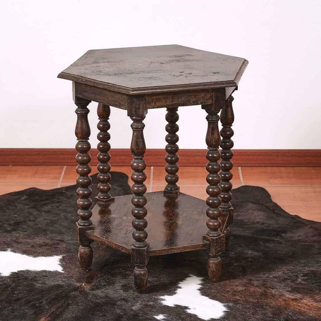 Hexagonal Wooden Rocchetto Table For Sale - Image 6 of 6