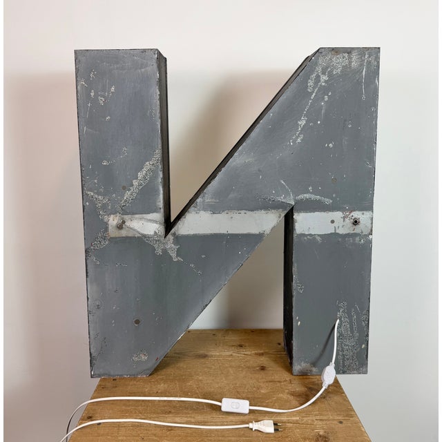 Large Vintage Illuminated Advertising Letter N, 1960s For Sale - Image 14 of 18