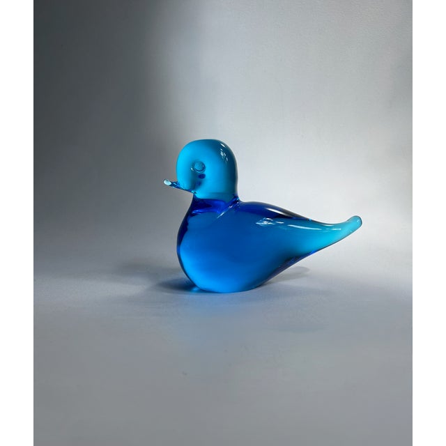 Mid-Century Modern F M Konstglas Solid Blue Art Glass Bird, C. 1970 For Sale - Image 3 of 17