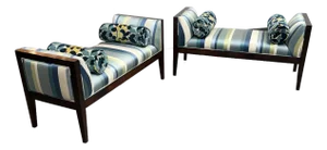 Bespoke Coastal Stripe Benches, Pair