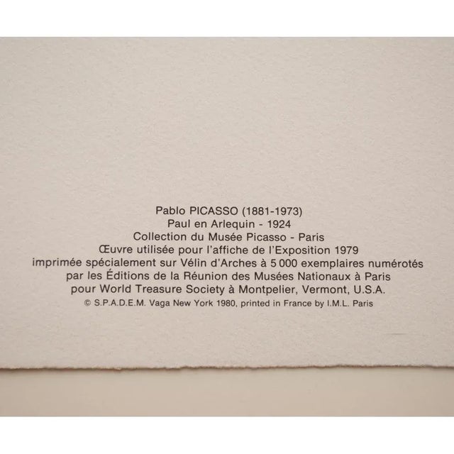 Large 1980s Picasso Museum Sealed and Numbered Poster After P. Picasso's "Paul en Arlequin" For Sale - Image 11 of 13