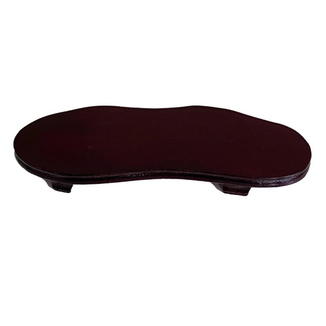 Old Hand carved shaped wood stand on shaped legs.(the bowl is NOT INCLUDED IN THE SALE ). 10" W by 3"D by 1" H