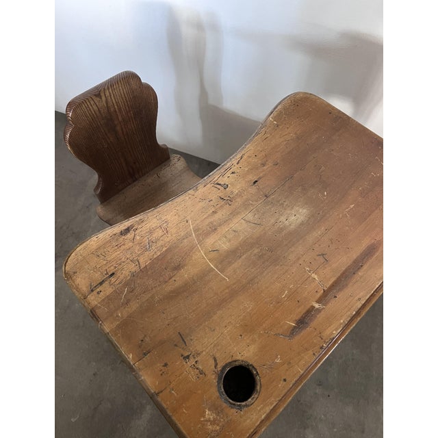 Rustic Antique School Desk, 1890s For Sale - Image 3 of 9