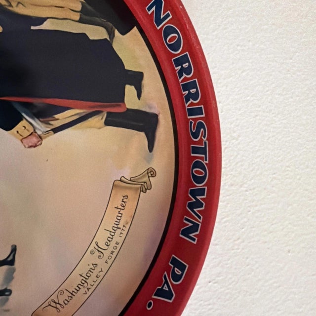 Metal Vintage Scheidt’s Valley Forge Beer Platter Depicting Washington’s HQ For Sale - Image 7 of 9