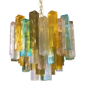 Contemporary Multicolored "Squared" Murano Glass Chandelier