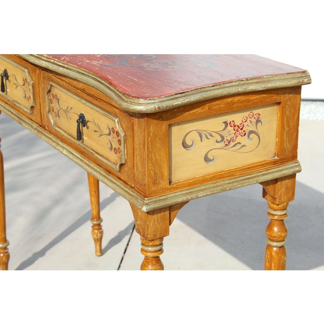 Italian Florentine Style Paint-Decorated Console Table For Sale - Image 9 of 14