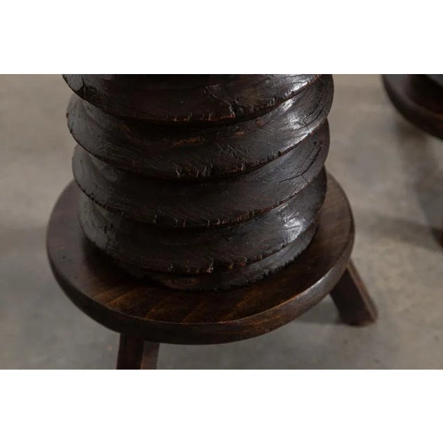Wood French Elm Corkscrew Side Tables, 1900, Set of 2 For Sale - Image 7 of 13