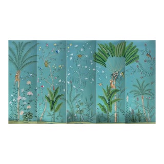 Tropical Chinoiserie Mural Hand Painted Wallpapers - 5 Panels For Sale