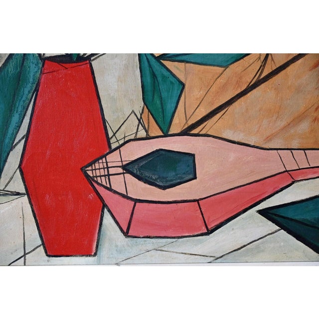 Modern Huberger, Cubist Still Life, 1950s, Oil Painting on Canvas For Sale - Image 3 of 10