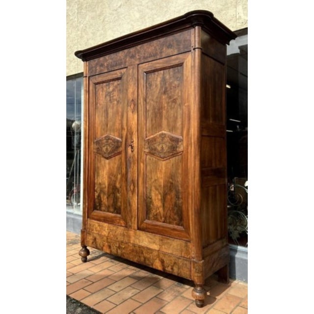 Brown Louis-Philippe Burgundian Wardrobe in Walnut For Sale - Image 8 of 8