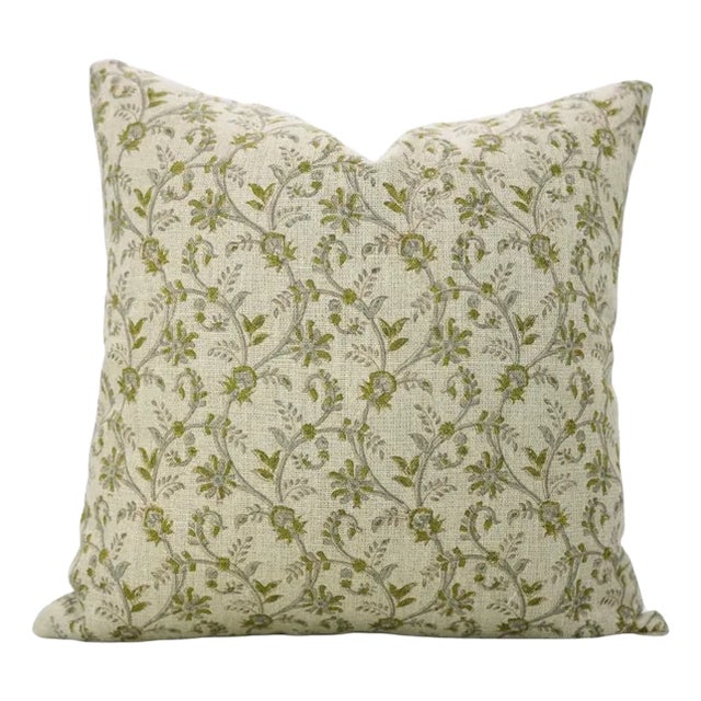 Fabdivine Throw Pillow Cover 20x20 Inch Handmade Thick Linen Cushion With Block Print- Varanshi For Sale