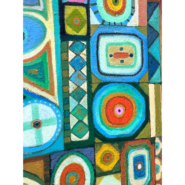 Vintage Original Abstract Oil Painting on Canvas For Sale - Image 9 of 10