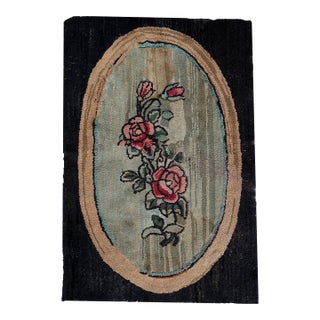 1900s, Handmade Vintage American Hooked Rug 2.4' X 3.4' For Sale