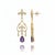 Modern Fleur De Lis Chandelier Earrings Studs With Amethyst in Silver, Gold, A Pair For Sale - Image 3 of 6