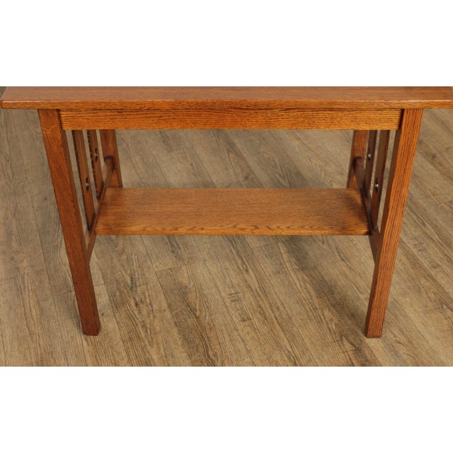 Antique Mission Style Oak Writing Desk For Sale - Image 10 of 12