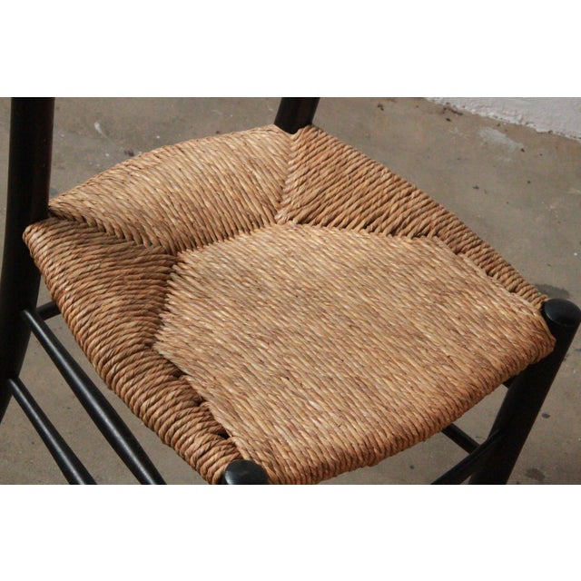 Black Italian Papercord Dining Chairs, 1950s, Set of 4 For Sale - Image 8 of 18