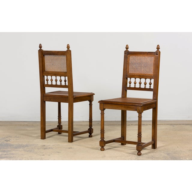 Late 19th Century Antique French Henri II Style Walnut Caned Dining Chairs, Set of 8 For Sale - Image 5 of 18