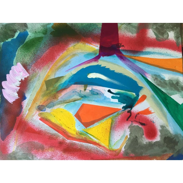 Original Abstract Modern Contemporary Acrylic by Erik Sulander 8 X 12 on Paper, Unframed.