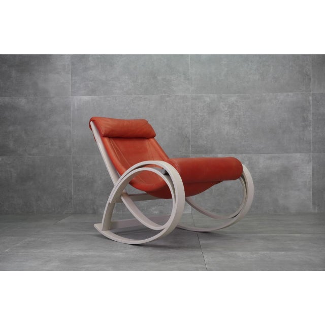 Leathered Sgarsul Rocking Chair by Gae Aulenti for Poltronova, 1962, in Good conditions. Designed 1960 to 1969 This piece...