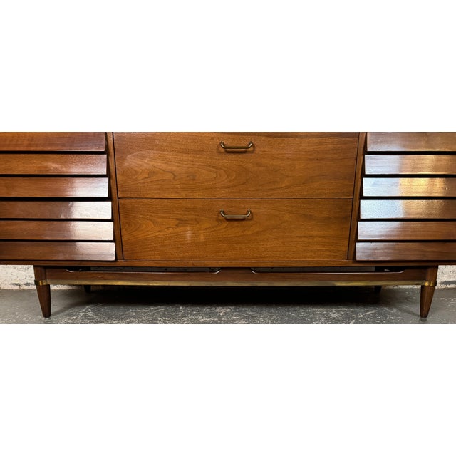 Brown Vintage Merton Gershun-Style Walnut Lowboy Dresser by Carlton House For Sale - Image 8 of 11