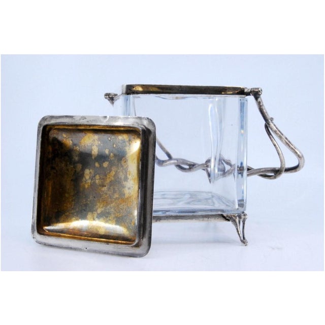 Silver and Glass Candy Box with Palms Decorated Lid For Sale - Image 6 of 10