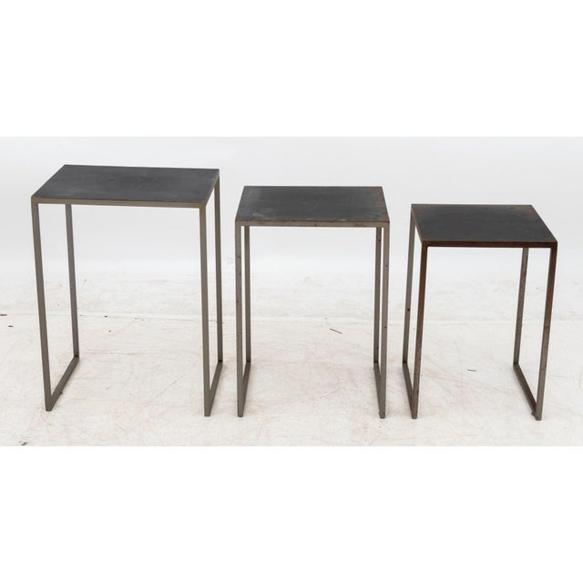Contemporary Modern Wrought Iron Nesting Tables, 3 For Sale - Image 3 of 8