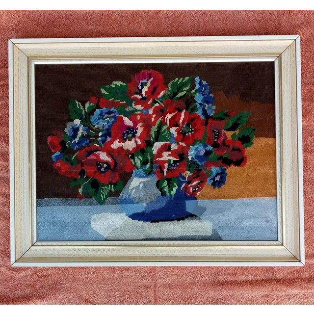 Framed Floral Tapestry in Fabric, 1970s For Sale - Image 9 of 9
