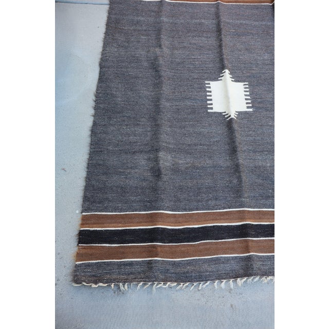 Vintage Turkish Siirt Mohair Blanket, Undyed Angora Goat Hair, Medallion & Stripes For Sale - Image 9 of 13