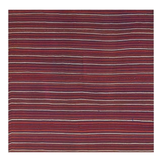 1950s Colorful Traditional Stripe Vintage Turkish Decorative Kilim Flatweave Rug For Sale