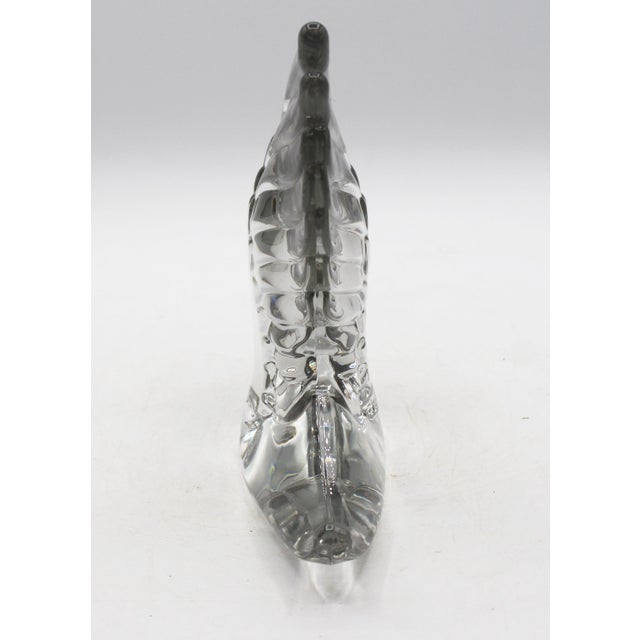 Heisey clear crystal mold blown swan, circa 1947-1953. Modernism stylized form. Heisey stamped insignia. Very good...
