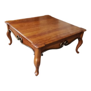 Pennsylvania House Solid Cherry and Patinated Metal Coffee Table For Sale